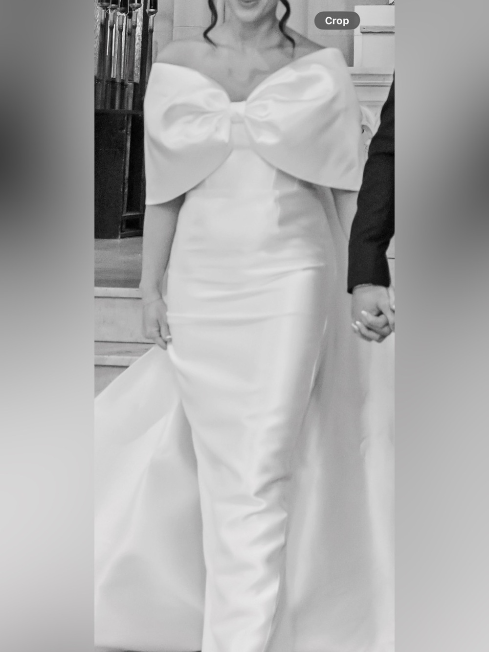 Elegant White Satin bow Column Dress